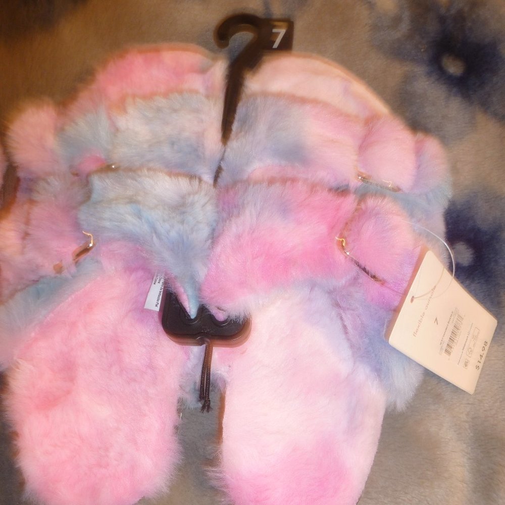 Secret Treasures Extra Plush Tie-Dye Double Buckle Sandals (Pink/Blue)